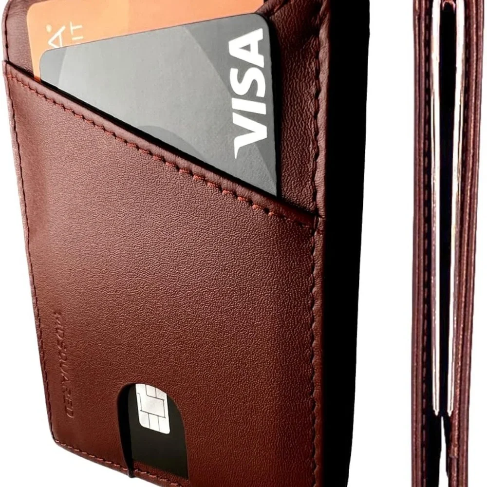 Men’s Slim Wallet With Money Clip Brown
